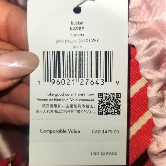 🆕️ kate spade Rosie Canvas Large Bucket Bag in color Pink Peppercorn - Picture 6 of 6